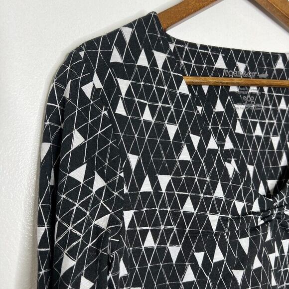 Toad&Co Women's Medium Dress Black White Geometric Print 3/4 Sleeve Eco-Friendly - Picture 2 of 6